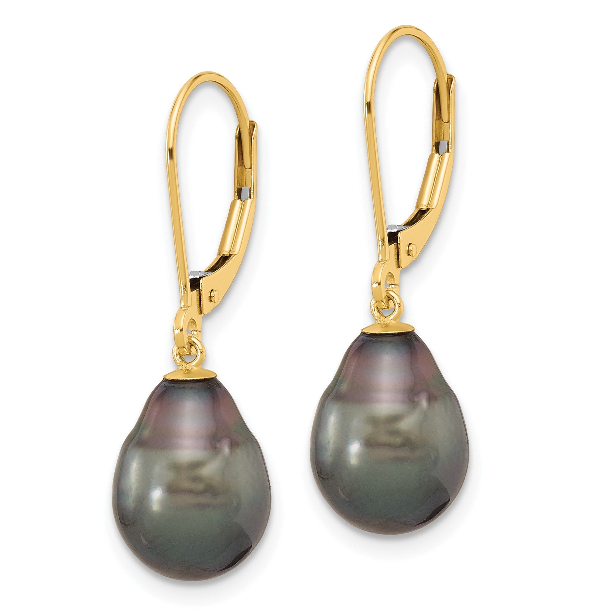 14K Gold Black Teardrop Tahitian Dangle Earrings Fine Color Jewels ball earrings, black pearl drop earrings, black pearl earrings, black pearl earrings tiffany, black pearls, black tahitian pearl earrings, gold black pearls earrings, gold tahitian pearl earrings, mikimoto black pearl earrings, pearl earrings black friday, QG, tahiti black pearls, tahitian black pearl earrings, tahitian pearl 14k gold earrings, tahitian pearl drop earrings, tahitian pearl earrings