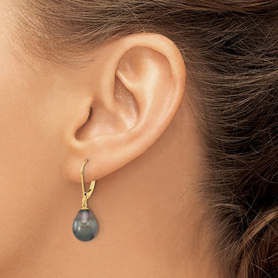 14K Gold Black Teardrop Tahitian Dangle Earrings Fine Color Jewels ball earrings, black pearl drop earrings, black pearl earrings, black pearl earrings tiffany, black pearls, black tahitian pearl earrings, gold black pearls earrings, gold tahitian pearl earrings, mikimoto black pearl earrings, pearl earrings black friday, QG, tahiti black pearls, tahitian black pearl earrings, tahitian pearl 14k gold earrings, tahitian pearl drop earrings, tahitian pearl earrings