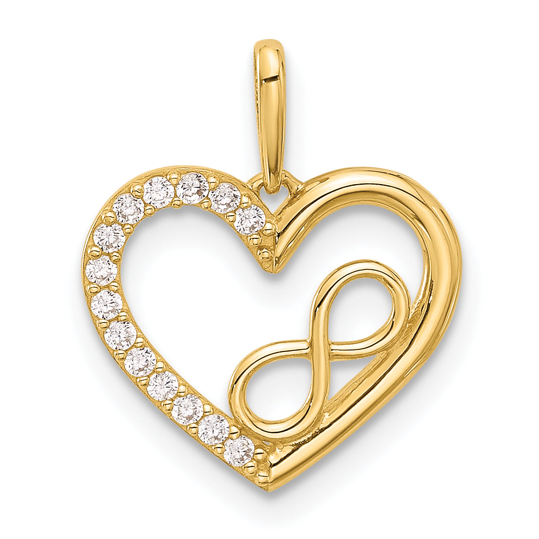 14k Gold Cubic Zirconia Heart with Infinity Pendant