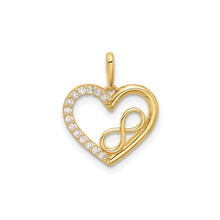 Load image into Gallery viewer, 14k Gold Cubic Zirconia Heart with Infinity Pendant