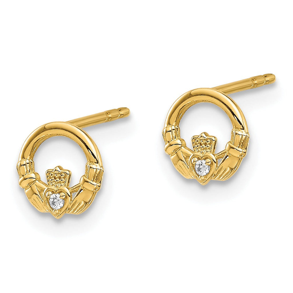 14K Gold Claddagh Post Stud Earrings Fine Color Jewels best first mothers day gift, claddagh earrings, claddagh stud earrings, first mothers day gift ideas, first mothers day gift ideas from husband, first time mothers day gifts, gold claddagh earrings, gold Jewelry, irish claddagh earrings, Mother's Day Gift Ideas for Wife from Husband, mother's day gifts for first time moms, Mother's Day Gifts from Husband, QG