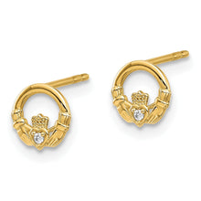 Load image into Gallery viewer, 14K Gold Claddagh Post Stud Earrings Fine Color Jewels best first mothers day gift, claddagh earrings, claddagh stud earrings, first mothers day gift ideas, first mothers day gift ideas from husband, first time mothers day gifts, gold claddagh earrings, gold Jewelry, irish claddagh earrings, Mother&#39;s Day Gift Ideas for Wife from Husband, mother&#39;s day gifts for first time moms, Mother&#39;s Day Gifts from Husband, QG