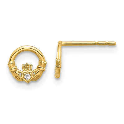 14K Gold Claddagh Post Stud Earrings Fine Color Jewels best first mothers day gift, claddagh earrings, claddagh stud earrings, first mothers day gift ideas, first mothers day gift ideas from husband, first time mothers day gifts, gold claddagh earrings, gold Jewelry, irish claddagh earrings, Mother's Day Gift Ideas for Wife from Husband, mother's day gifts for first time moms, Mother's Day Gifts from Husband, QG