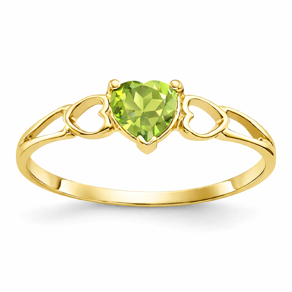 Gold Genuine Heart Birthstone Ring