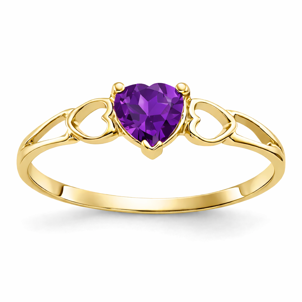Gold Genuine Heart Birthstone Ring