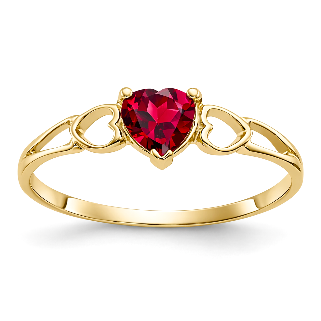 Gold Genuine Heart Birthstone Ring