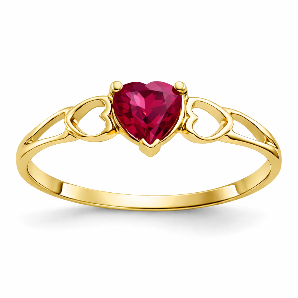 Gold Genuine Heart Birthstone Ring