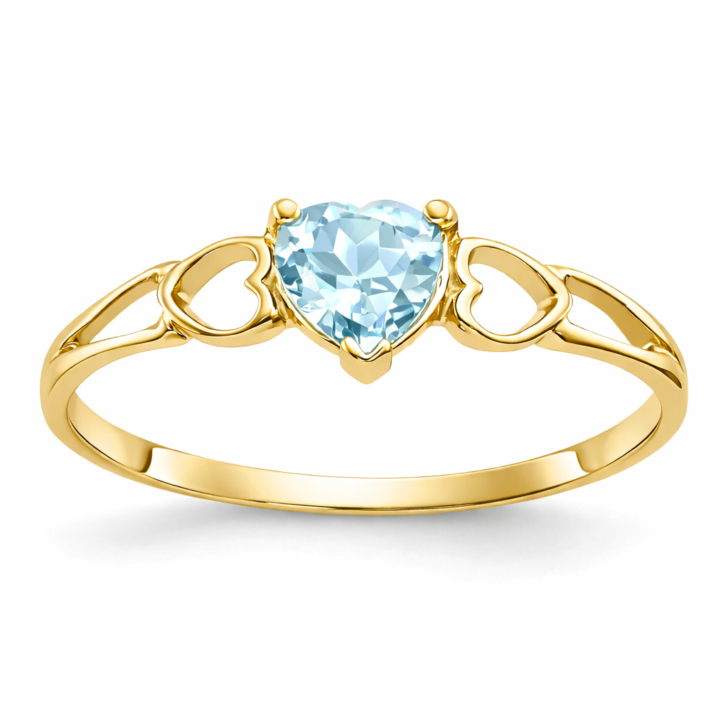 Gold Genuine Heart Birthstone Ring