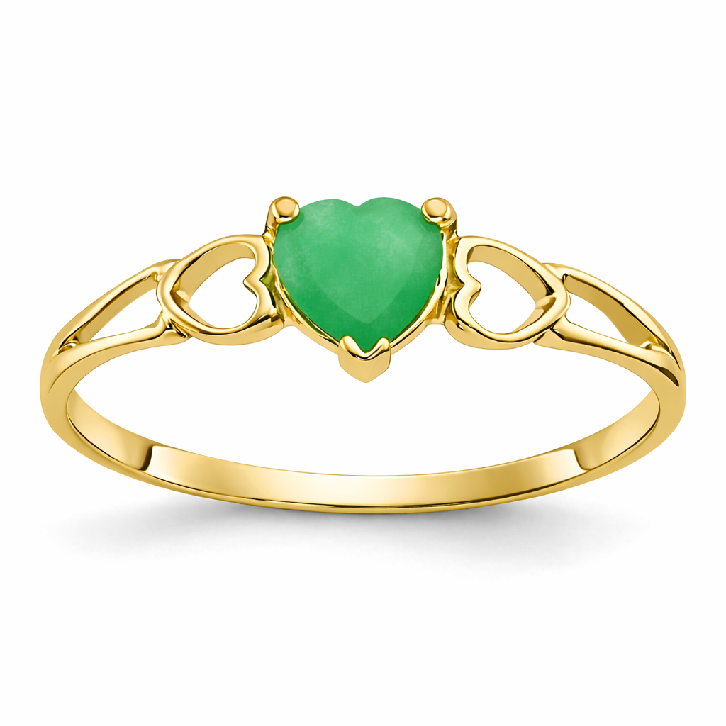 Gold Genuine Heart Birthstone Ring