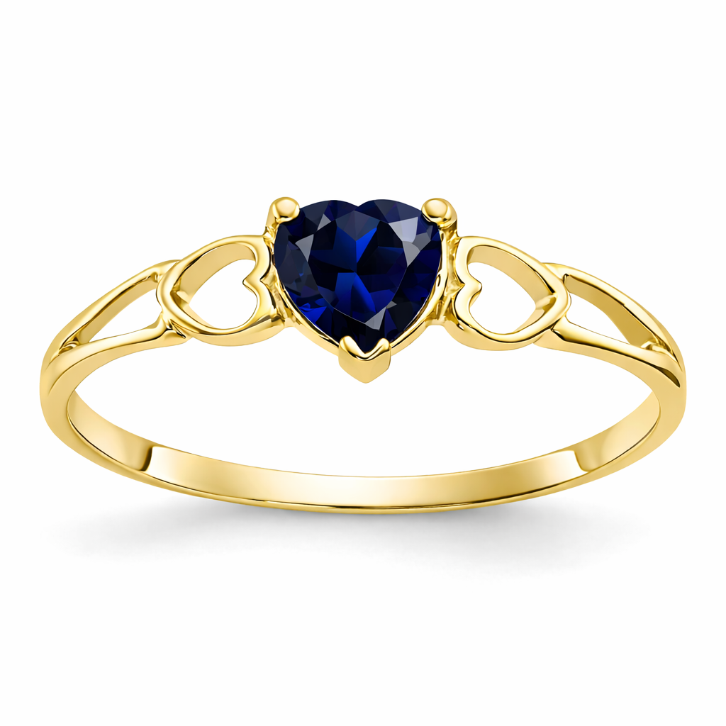 Gold Genuine Heart Birthstone Ring