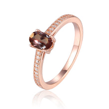Load image into Gallery viewer, Created Alexandrite Solitaire Ring with Moissanite Accents in Rose Gold Plated Sterling Silver - FineColorJewels