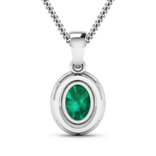 Load image into Gallery viewer, 14K White Gold Zambian Emerald halo Pendant