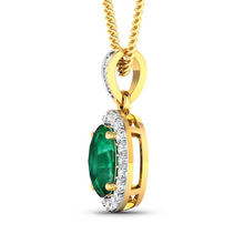 Load image into Gallery viewer, 14K Yellow Gold Zambian Emerald Diamond Pendant