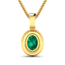 Load image into Gallery viewer, 14K Yellow Gold Zambian Emerald Diamond Pendant