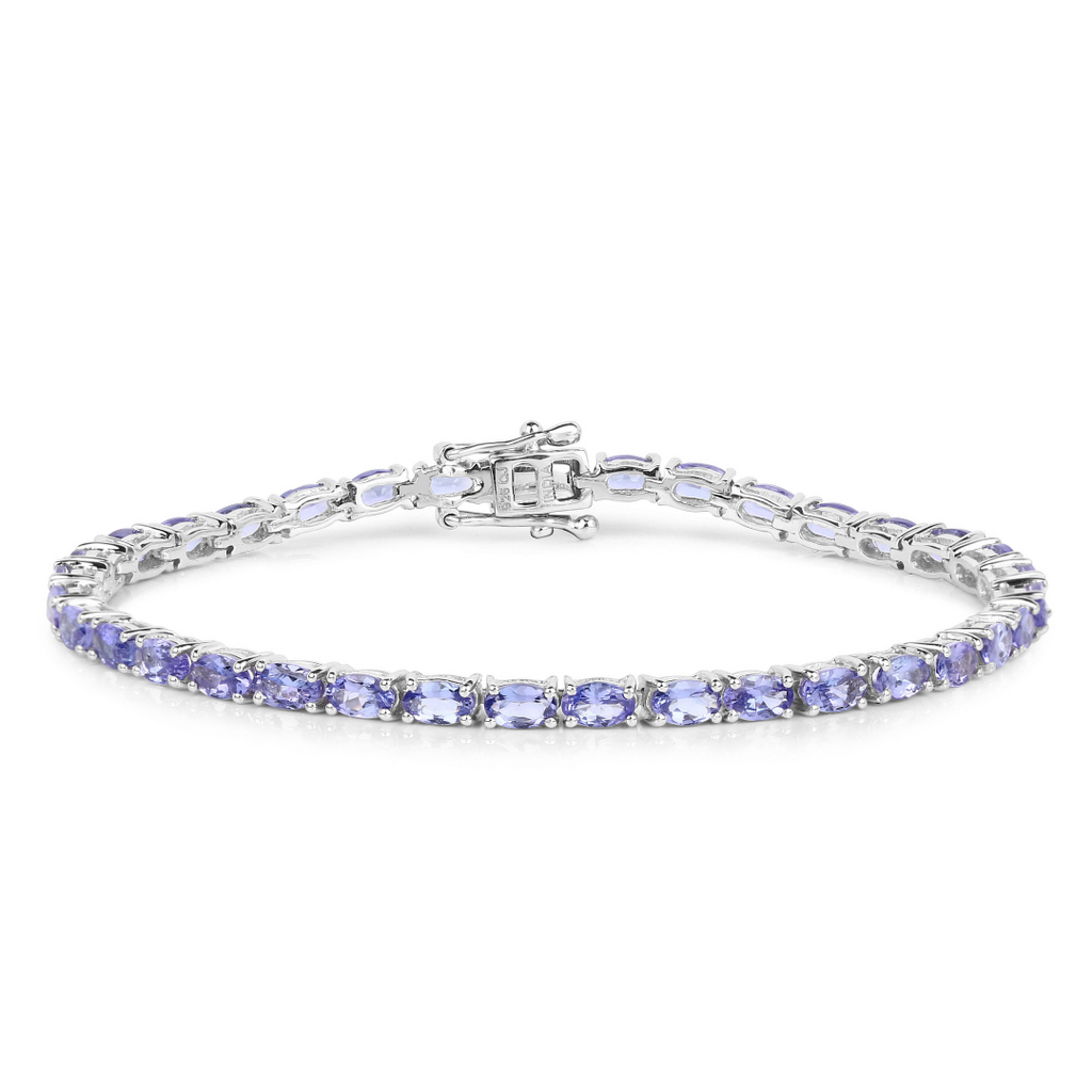 Natural Purple Tanzanite Silver Tennis Bracelet