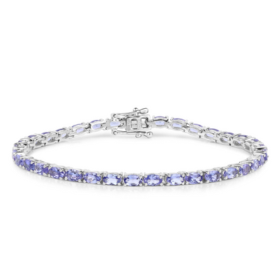 Natural Purple Tanzanite Silver Tennis Bracelet