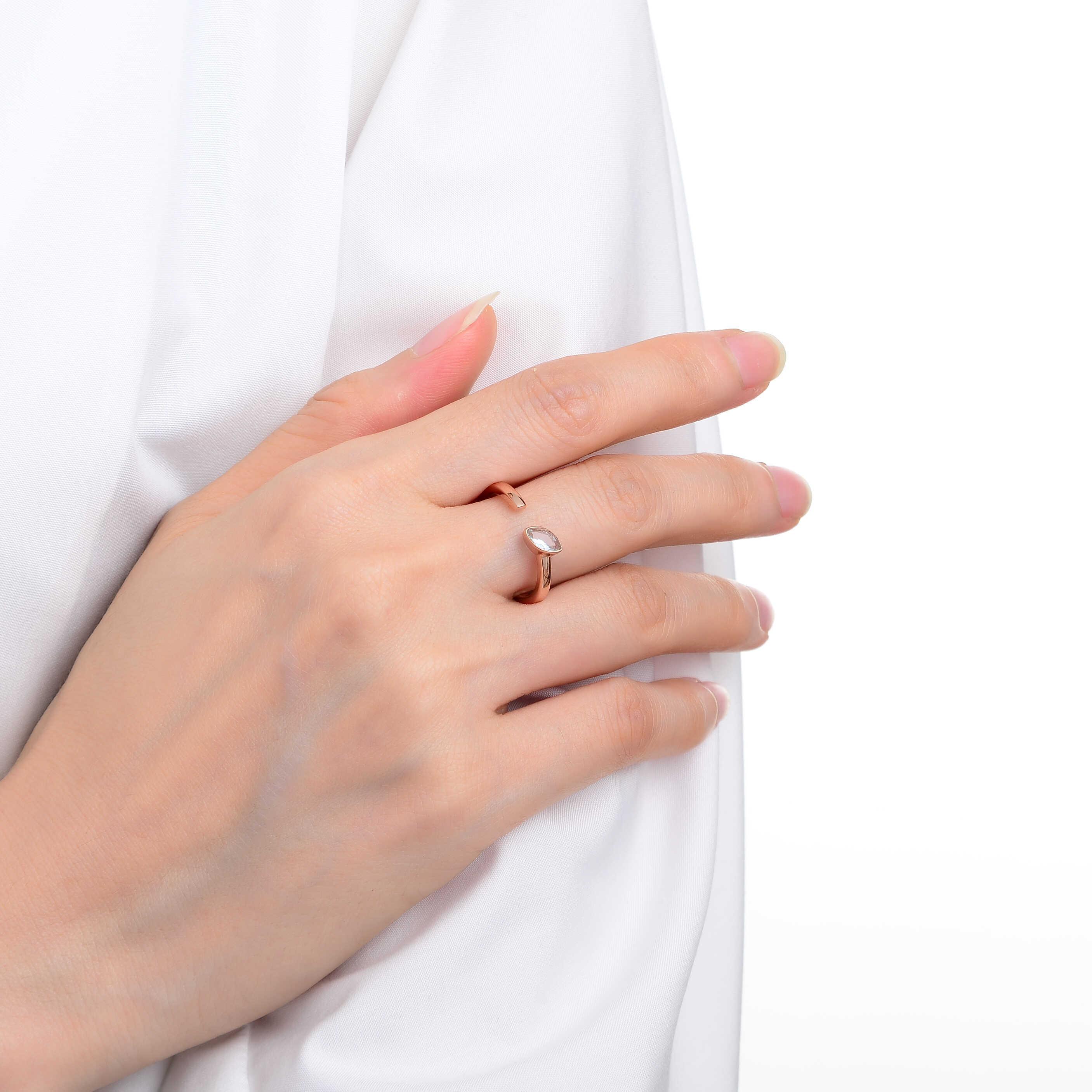 March Birthstone Ring, Aquamarine Simple Ring, Solitaire Ring for Women