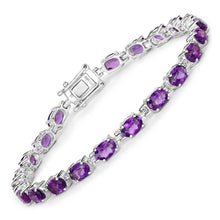 Load image into Gallery viewer, Natural Purple Amethyst Silver Tennis Bracelet Womens