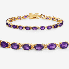 Load image into Gallery viewer, Genuine Purple Amethyst Tennis Bracelet Silver