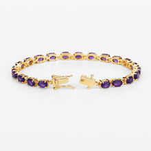 Load image into Gallery viewer, Genuine Purple Amethyst Tennis Bracelet Silver