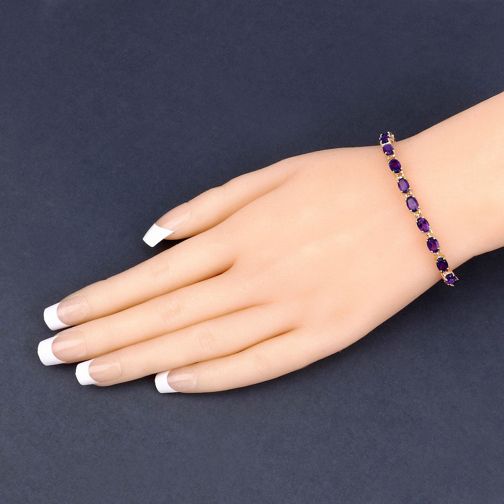 Genuine Purple Amethyst Tennis Bracelet Silver