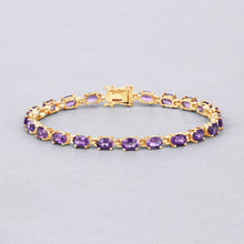 Load image into Gallery viewer, Genuine Purple Amethyst Tennis Bracelet Silver