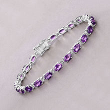 Load image into Gallery viewer, Natural Purple Amethyst Silver Tennis Bracelet Womens
