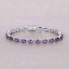 Load image into Gallery viewer, Natural Purple Amethyst Silver Tennis Bracelet Womens