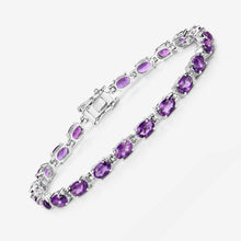 Load image into Gallery viewer, Natural Purple Amethyst Silver Tennis Bracelet Womens