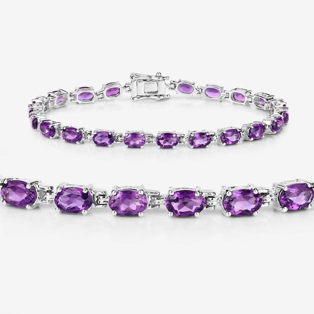 Natural Purple Amethyst Silver Tennis Bracelet Womens