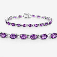 Load image into Gallery viewer, Natural Purple Amethyst Silver Tennis Bracelet Womens