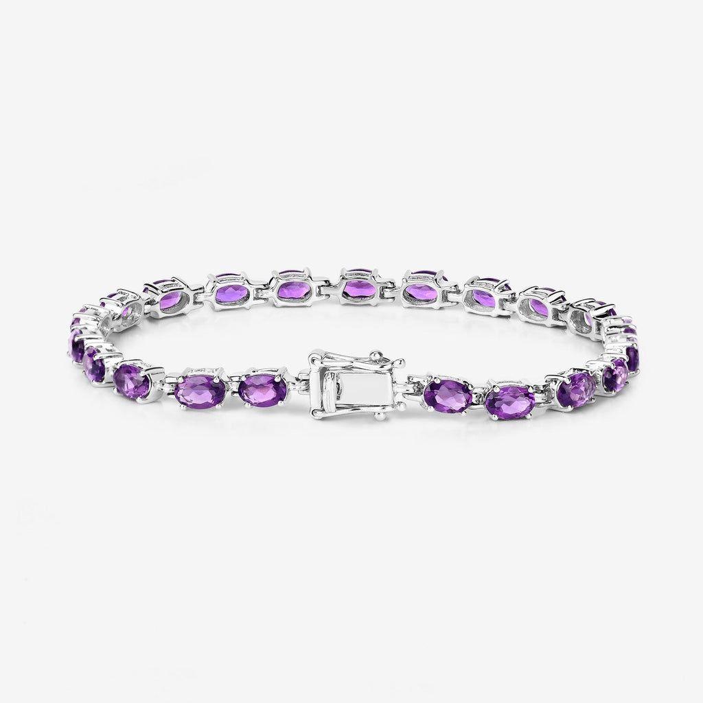 Natural Purple Amethyst Silver Tennis Bracelet Womens