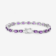 Load image into Gallery viewer, Natural Purple Amethyst Silver Tennis Bracelet Womens