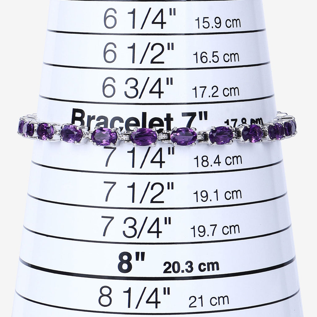 Natural Purple Amethyst Silver Tennis Bracelet Womens