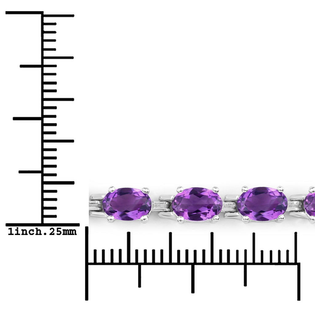 Natural Purple Amethyst Silver Tennis Bracelet Womens