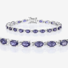 Load image into Gallery viewer, Genuine Iolite Silver Tennis Bracelet