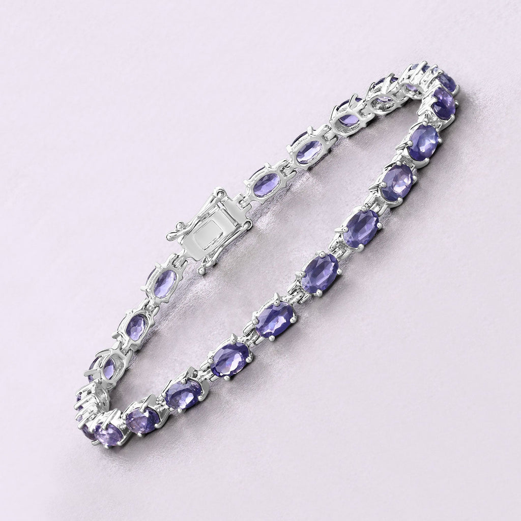 Genuine Iolite Silver Tennis Bracelet