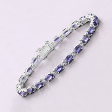 Load image into Gallery viewer, Genuine Iolite Silver Tennis Bracelet