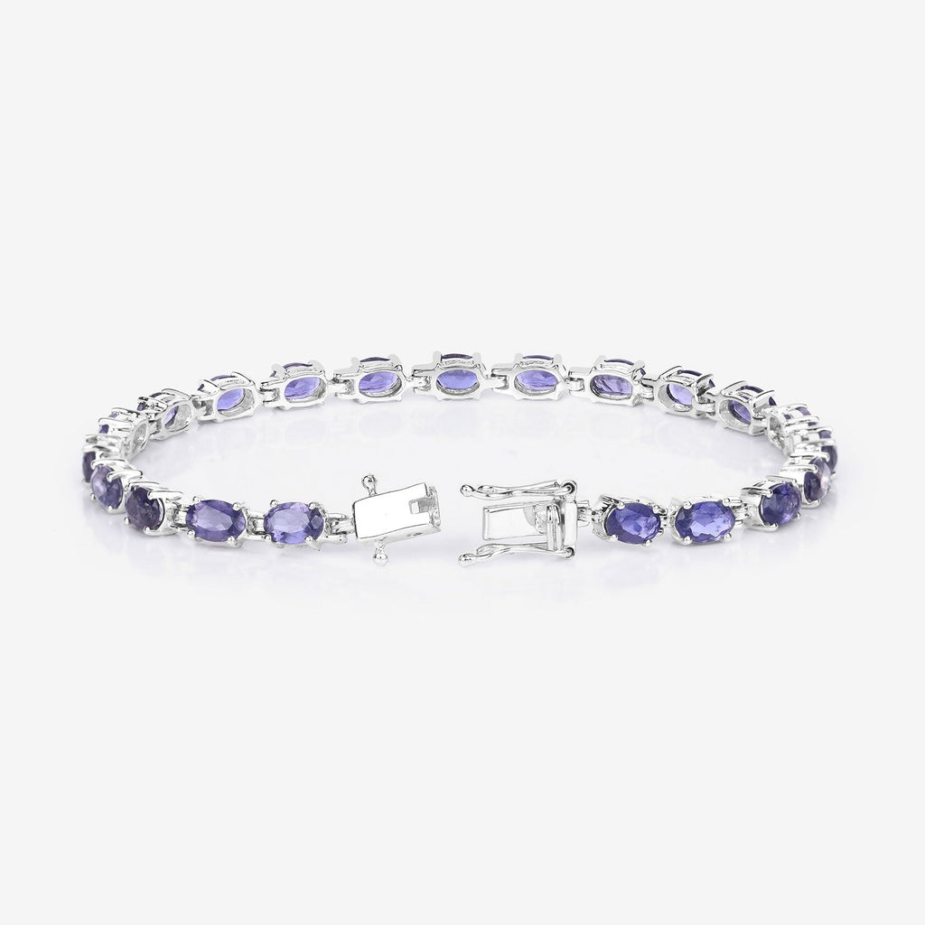 Genuine Iolite Silver Tennis Bracelet