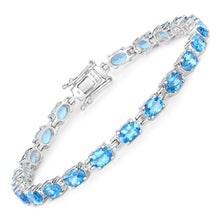 Load image into Gallery viewer, Genuine Swiss Blue Topaz Tennis Bracelet Silver