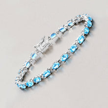 Load image into Gallery viewer, Genuine Swiss Blue Topaz Tennis Bracelet Silver