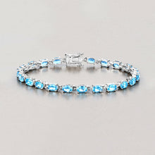 Load image into Gallery viewer, Genuine Swiss Blue Topaz Tennis Bracelet Silver