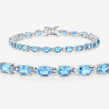 Load image into Gallery viewer, Genuine Swiss Blue Topaz Tennis Bracelet Silver