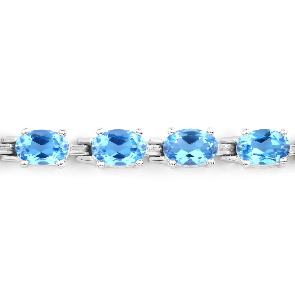 Genuine Swiss Blue Topaz Tennis Bracelet Silver