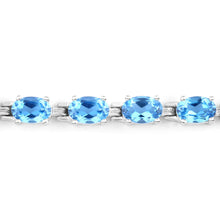 Load image into Gallery viewer, Genuine Swiss Blue Topaz Tennis Bracelet Silver