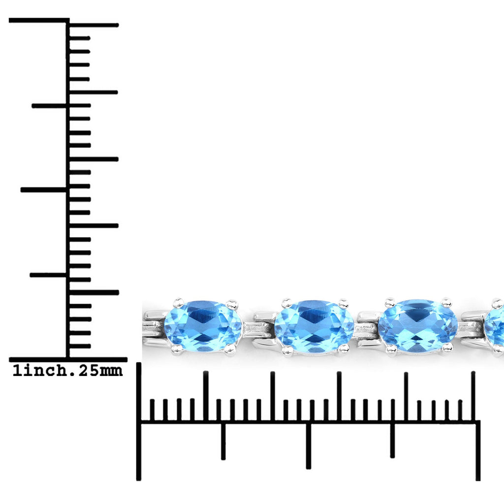 Genuine Swiss Blue Topaz Tennis Bracelet Silver
