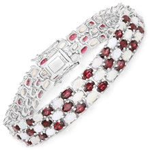 Load image into Gallery viewer, Genuine Opal and Rhodolite Tennis Bracelet