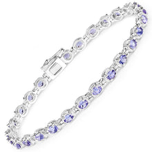 Load image into Gallery viewer, Genuine Tanzanite Tennis Silver Bracelet