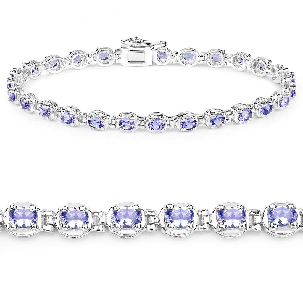 Genuine Tanzanite Tennis Silver Bracelet