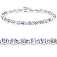 Load image into Gallery viewer, Genuine Tanzanite Tennis Silver Bracelet